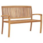 2-Seater Stacking Garden Bench 128.5 cm Solid Teak Wood