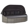 Outdoor Lounge Bed with Canopy Poly Rattan Grey