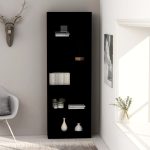 5-Tier Book Cabinet Black 60x24x175 cm Engineered Wood