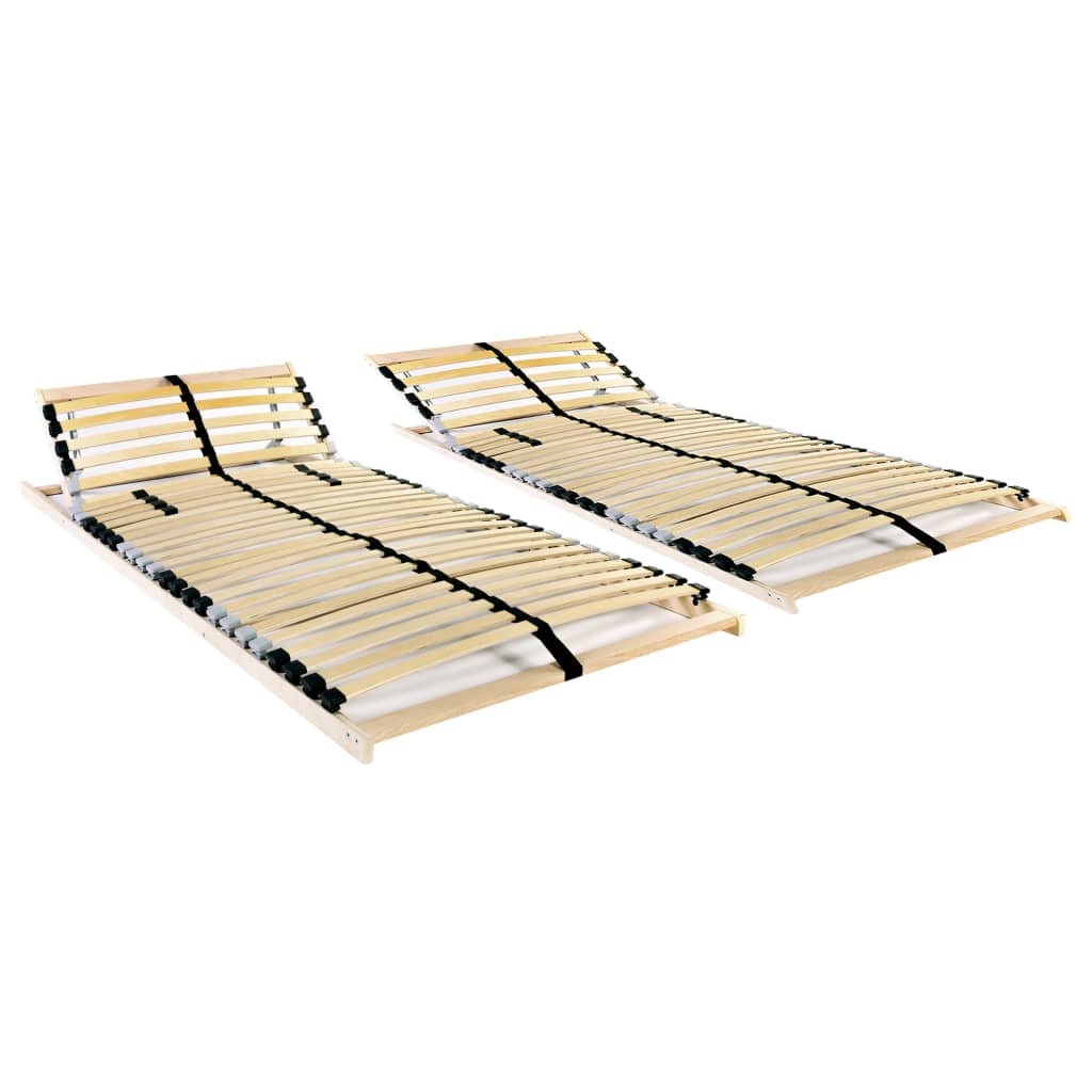 Slatted Bed Bases 2 pcs with 28 Slats 7 Zones 90×200 cm