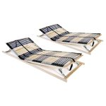 Slatted Bed Bases 2 pcs with 42 Slats 7 Zones 90×200 cm