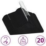 20 pcs Clothes Hanger Set Anti-slip Black Velvet