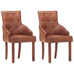 Dining Chairs 2 pcs Brown Real Goat Leather