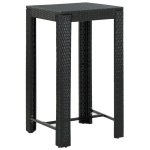 Garden Bar Table Black 60.5×60.5×110.5 cm Poly Rattan