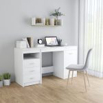 Desk White 140x50x76 cm Engineered Wood