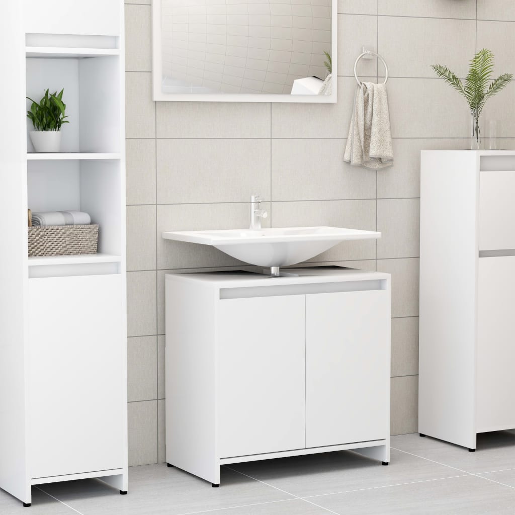 Bathroom Cabinet White 60x33x61 cm Engineered Wood