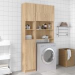 Bathroom Cabinet Sonoma Oak 32×25.5×190 cm Engineered Wood