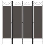 4-Panel Room Divider Anthracite 160×180 cm