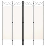 4-Panel Room Divider White 160×180 cm