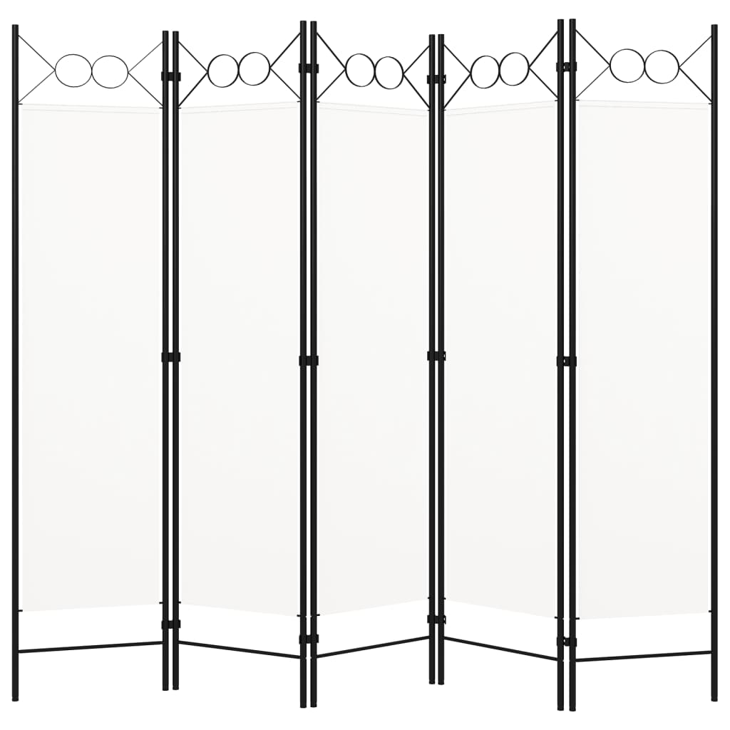 5-Panel Room Divider White 200×180 cm