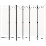 6-Panel Room Divider White 240×180 cm