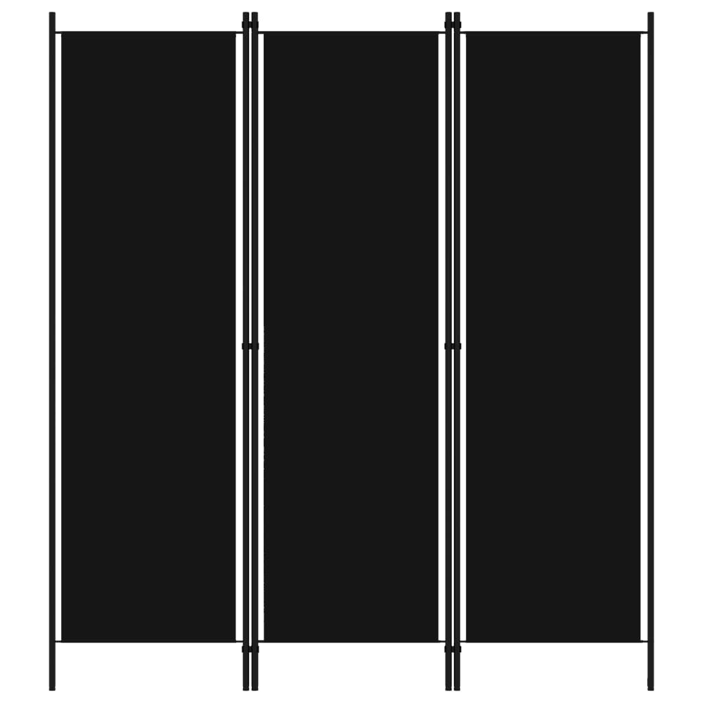 3-Panel Room Divider Black 150×180 cm