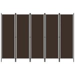 5-Panel Room Divider Brown 250×180 cm