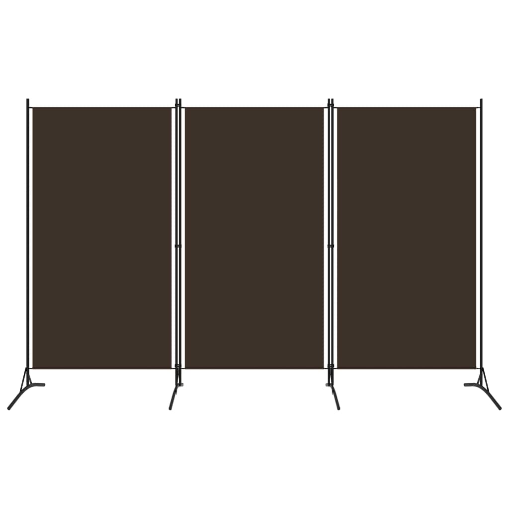 3-Panel Room Divider Brown 260×180 cm