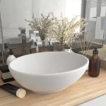 Luxury Basin Oval-shaped Matt White 40×33 cm Ceramic