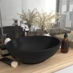 Luxury Basin Oval-shaped Matt Black 40×33 cm Ceramic