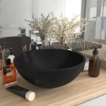 Luxury Bathroom Basin Round Matt Black 32.5×14 cm Ceramic