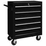 Workshop Tool Trolley with 5 Drawers Black