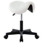 Work Stool White Faux Leather