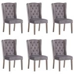 Dining Chairs 6 pcs Grey Velvet