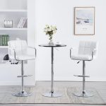 Bar Stools 2 pcs White Faux Leather