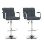 Bar Stools 2 pcs Grey Faux Leather