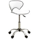 Salon Spa Stool White Faux Leather