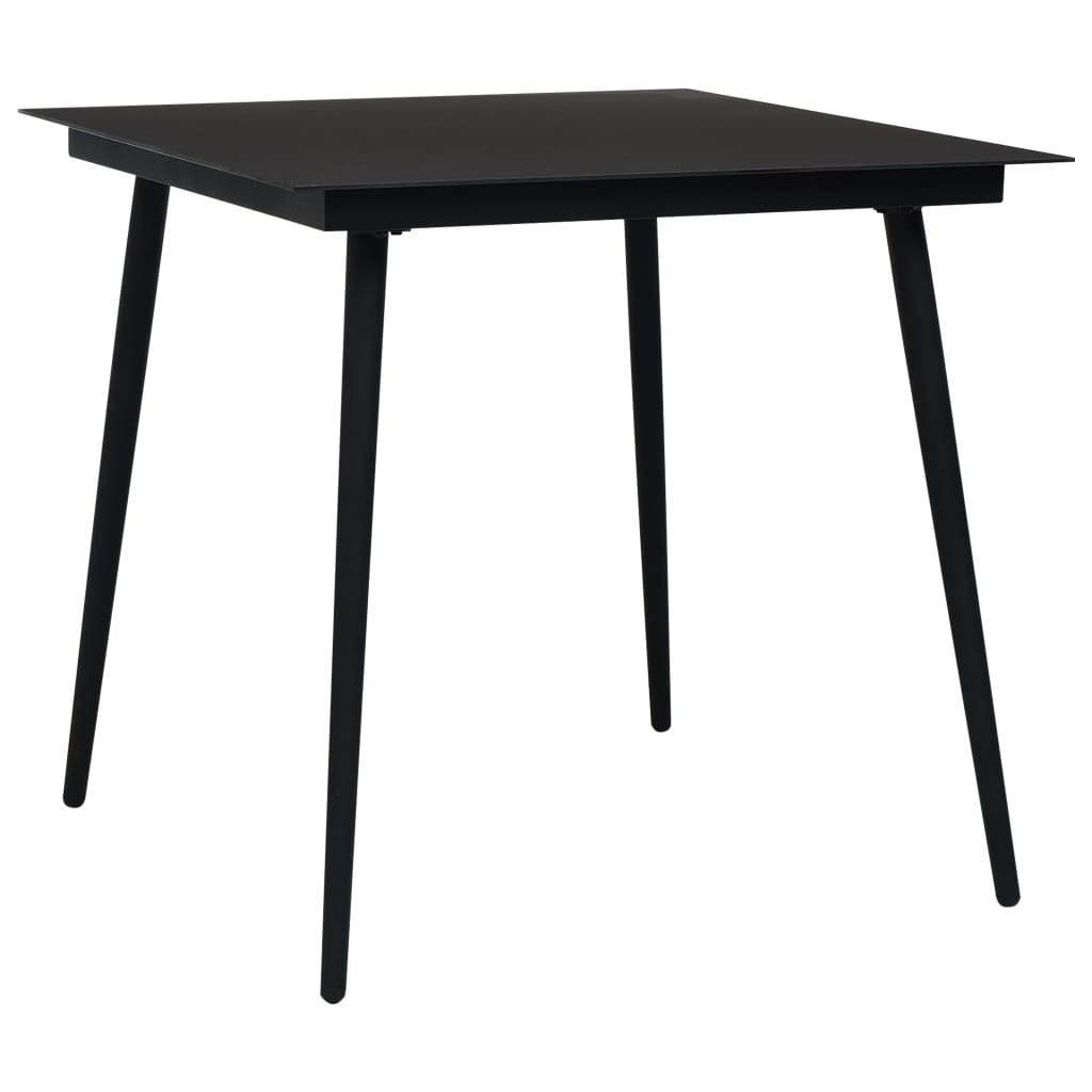 Garden Dining Table Black 80x80x74 cm Steel and Glass