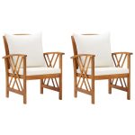 Garden Chairs with Cushions 2 pcs Solid Acacia Wood