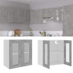 Hanging Glass Cabinet Concrete Grey  60x31x60 cm Engineered Wood