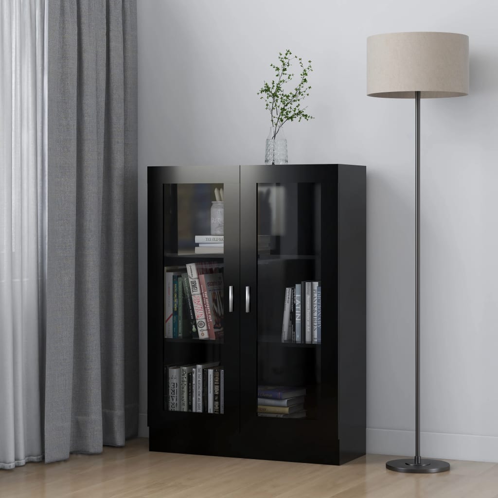 Vitrine Cabinet Black 82.5×30.5×115 cm Engineered Wood