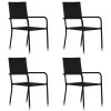 Outdoor Dining Chairs 4 pcs Poly Rattan Black