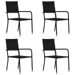 Outdoor Dining Chairs 4 pcs Poly Rattan Black