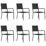 Outdoor Dining Chairs 6 pcs Poly Rattan Black