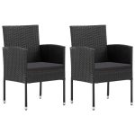 Garden Chairs 2 pcs Poly Rattan Black