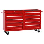 Tool Trolley with 10 Drawers Steel Red (147175+147176)