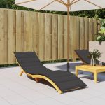 Sun Lounger Cushion Black 200x60x3cm Oxford Fabric