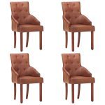 Dining Chairs 4 pcs Brown Real Goat Leather