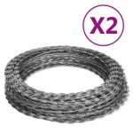 Razor Wires Helical Wire Rolls 2 pcs Galvanized Steel 60 m