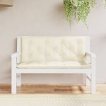 Garden Bench Cushions 2 pcs Cream White 120x50x7cm Oxford Fabric