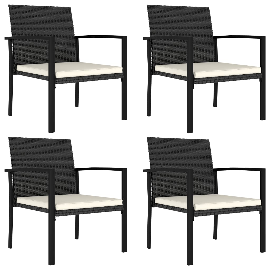 Garden Dining Chairs 4 pcs Poly Rattan Black