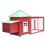 Chicken Coop with Nest Box Red 190x72x102 cm Solid Firwood