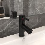 Bathroom Basin Faucet Black 130×176 mm