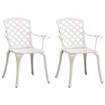Garden Chairs 2 pcs Cast Aluminium White
