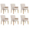 Dining Chairs with Armrests 6 pcs Beige Fabric