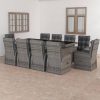 11 Piece Outdoor Dining Set with Cushions Poly Rattan Grey