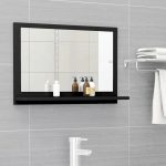 Bathroom Mirror Black 60×10.5×37 cm Engineered Wood