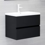 Sink Cabinet Black 60×38.5×45 cm Engineered Wood