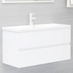 Sink Cabinet White 90×38.5×45 cm Engineered Wood