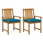 Garden Chairs with Cushions 2 pcs Solid Acacia Wood